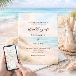 Watercolor beach sand dunes wedding inbjudningar