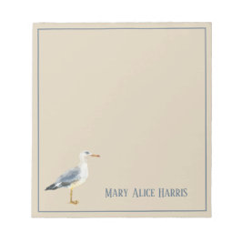 Watercolor Beach Seagull Personalized Anteckningsblock