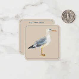 Watercolor Beach Seagull Personalized Anteckningskort
