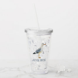 Watercolor Beach Seagull Personalized Take Away Mugg