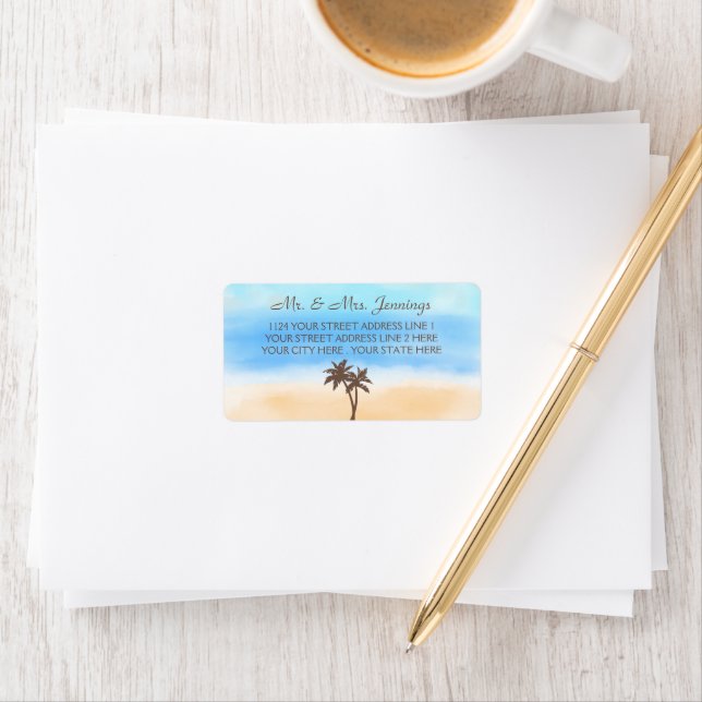 Watercolor Beach WedCollection Adressetikett (Insitu)