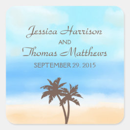 Watercolor Beach WedCollection Fyrkantigt Klistermärke