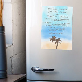 Watercolor Beach WedCollection Magnetisk Inbjudningskort