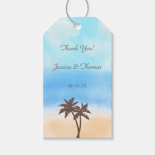 Watercolor Beach WedCollection Presentetikett (Framsidan)