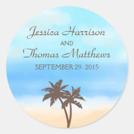 Watercolor Beach WedCollection Runt Klistermärke