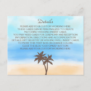Watercolor Beach WedCollection Tilläggskort