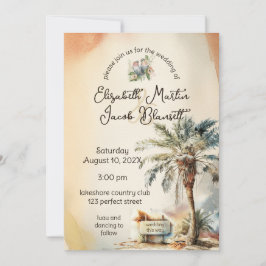 Watercolor Beach Wedding Inbjudningar