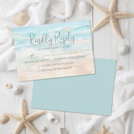 Watercolor Beach Wedding RSVP Reply Card OSA Kort