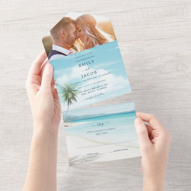 Watercolor Beach Wedmed Photo (Tearaway)