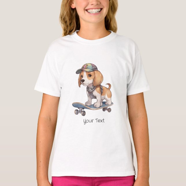 Watercolor Beagle Girl T-Shirt (Framsida)