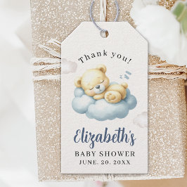 Watercolor Bear Baby Shower Boy Presentetikett