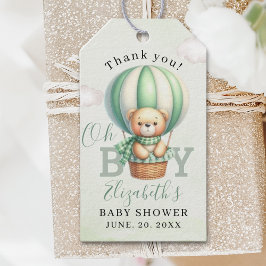Watercolor Bear Baby Shower Boy Presentetikett