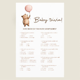 Watercolor Bear Baby Trivia Game  Flygblad