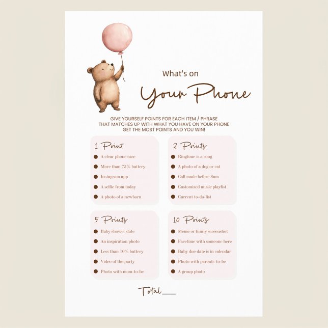 Watercolor bear balloon baby shower game flyer (Skapare uppladdad)