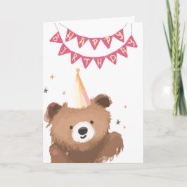 Watercolor Bear Birthday Greeting Kort