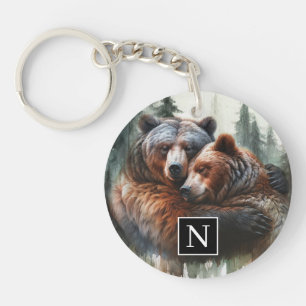 Watercolor Bears Rustic Wilderness Bröllop