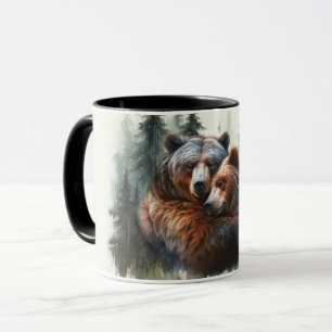 Watercolor Bears Rustic Wilderness Bröllop Mugg