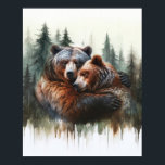 Watercolor Bears Träd Rustic Wilderness Wall Art Poster<br><div class="desc">Anpassa med valfri text. Matchande objekt är tillgängliga.</div>