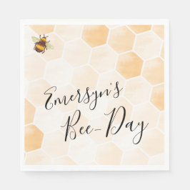 Watercolor Bee Birthday Pappersservett