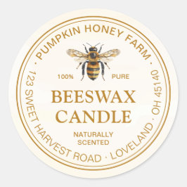 Watercolor Bee Circle Framed Beeswax Product Runt Klistermärke