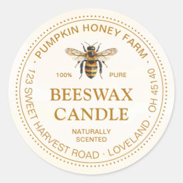 Watercolor Bee Dotted Frame Beeswax Product Label Runt Klistermärke