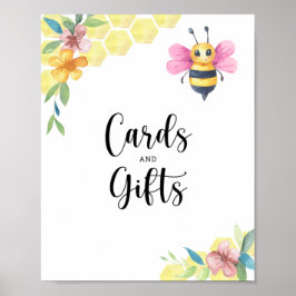 Watercolor bee floral  cards and gifts baby shower poster