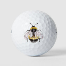 Watercolor bee golf boll