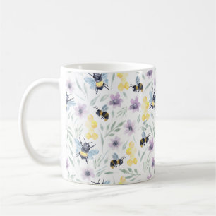 Watercolor Bee Mönster Kaffemugg