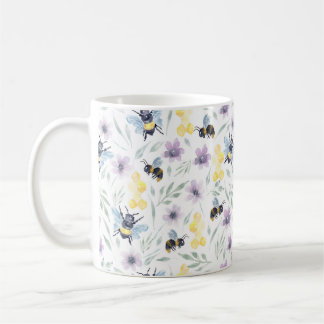Watercolor Bee Mönster Kaffemugg