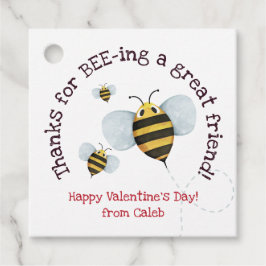 Watercolor Bee Valentine Märkre Gåvor Etiketter