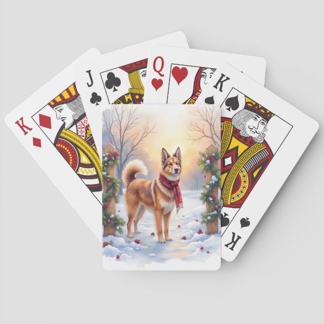 Watercolor Belgian Tervuren Garland Christmas Casinokort (Baksidan)