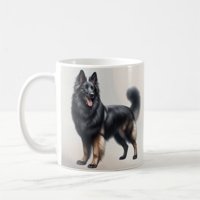 Watercolor Belgium Shepherd Hund Kaffemugg (Vänster)