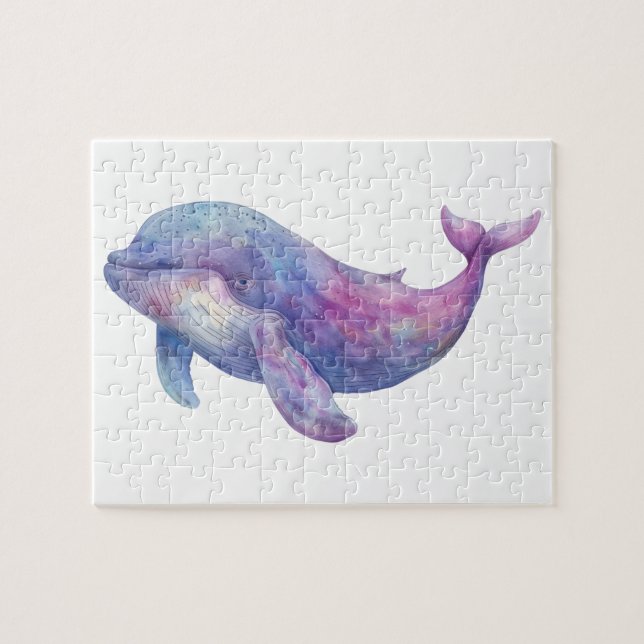 Watercolor Beluga Whale Pussel (Horisontell)