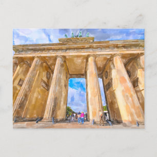 Watercolor Berlin. Brandenburg Grind. Vykort