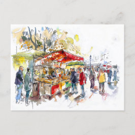 Watercolor Berlin Mitte Market Vykort