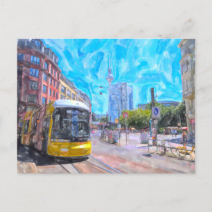Watercolor Berlin. Streetcar på Hackescher Markt. Vykort