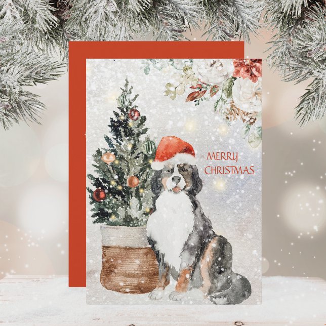 Watercolor Bernese Mountain Hund jul Julkort (Skapare uppladdad)