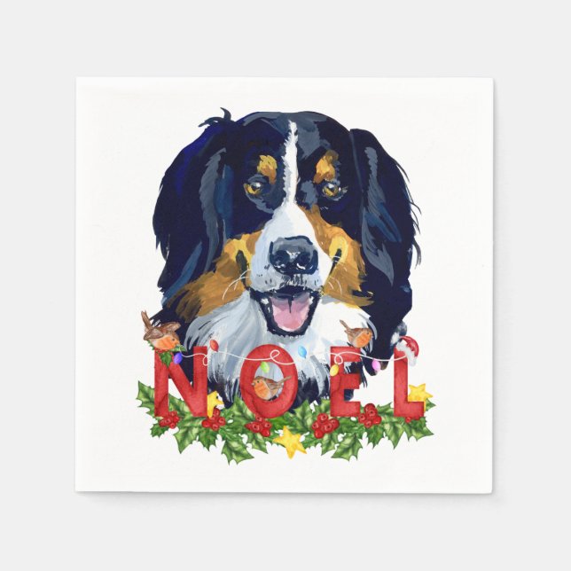 Watercolor Bernese Mountain Hund jul Pappersservett (Framsidan)