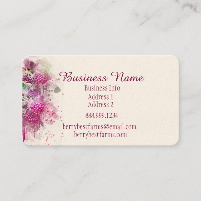 Watercolor Berries Business Namn Visitkort (Framsida)