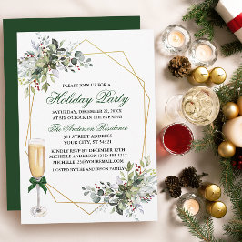 Watercolor Berries Greenery Julfest Glass Inbjudningar
