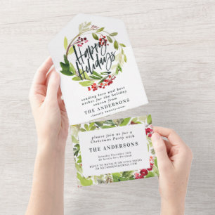 Watercolor Berries Greenery Wandey glad helg
