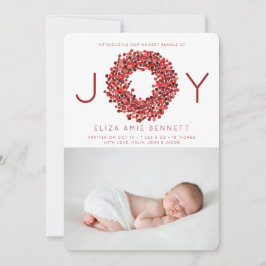 Watercolor Berries Helgdag Birth Notice Inbjudningar