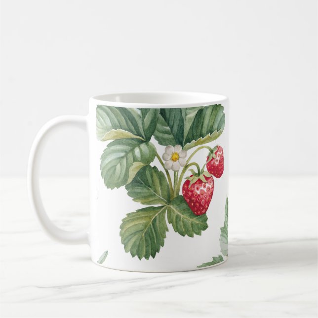 Watercolor Berries Illustration Seamless Mönster Kaffemugg (Vänster)