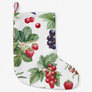 Watercolor Berries Illustration Seamless Mönster Liten Julstrumpa