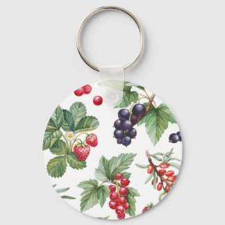 Watercolor Berries Illustration Seamless Mönster Nyckelring