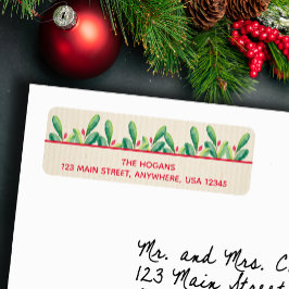 Watercolor Berries Lämnar Elfenbenskustens Helgdag Returadress Etikett