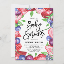 Watercolor Berries Ram Summer Baby Sprinkle Inbjudningar