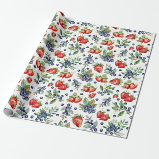 Watercolor Berries Strawberry Blueberry Presentpapper