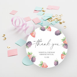 Watercolor Berries - tack för genderna! Runt Klistermärke