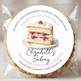Watercolor Berry Cake Bageri Företag Tacksamhet Runt Klistermärke